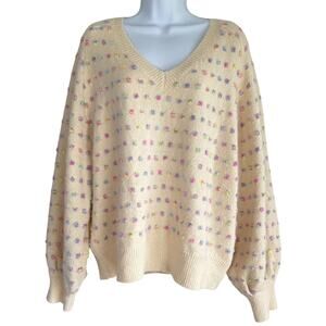 Emily Wonder Womens Wool Blend Sweater Rainbow Polka‎ Dot Size Large Fairy Soft